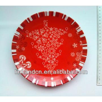 Plaque de fruits en céramique rouge de la meilleure qualité avec le design de neige, décorer la assiette